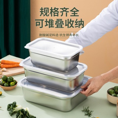 欧式不锈钢保鲜盒厨房家用带盖密封储存食品冰箱收纳盒冷冻冷藏盒图3