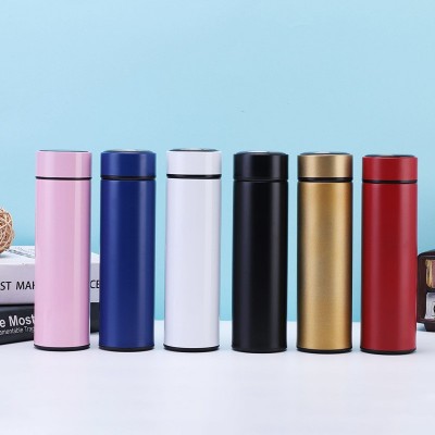 不锈钢双层保温杯便携商务直杯车载智能显温茶水杯促销礼品杯批发图3