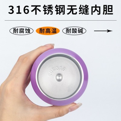 新款316不锈钢保温杯带提绳迷你真空运动水壶简约小巧随行杯批发图2