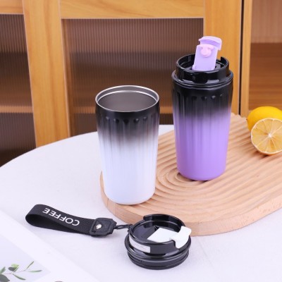高颜值渐变学生车载316不锈钢咖啡杯户外便携车载杯提绳保温杯图3