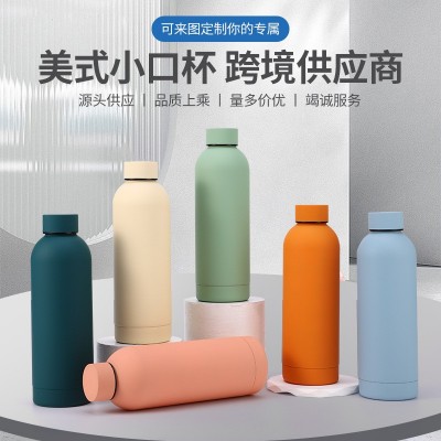 跨境304双层不锈钢美式小口瓶橡胶漆保温杯户外便携车载运动水杯图2
