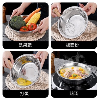 不锈钢汤盆搅拌盆汤碗打蛋盆厨房洗菜盆加厚商用食堂可激光刻字