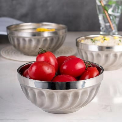 不锈钢双层隔热百合碗家用汤碗学校食堂饭碗儿童碗加厚批发图4