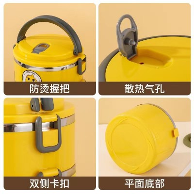 小黄鸭礼品 不锈钢保温多层隔热圆形饭盒白领上班族学生便携式图2