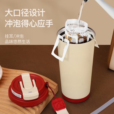 铃兰保温杯创意316不锈钢咖啡杯高颜值便捷吸管杯大容量随行水杯图3