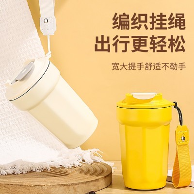 316不锈钢八角咖啡杯双层带提绳真空保温杯办公杯商务礼品咖啡杯图4