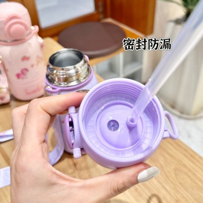 小马宝莉316不锈钢保温杯 高颜值卡通可爱卡通网红双饮吸管水杯子图4