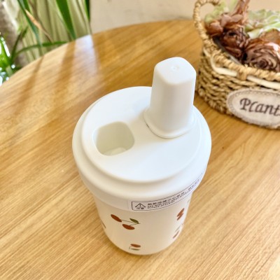 粗吸管奶茶保温杯 430ml和750ml两种容量樱桃可爱咖啡杯不锈钢图5