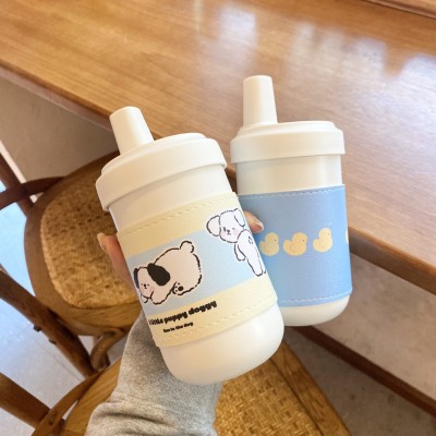 小狗狗珍珠奶茶保温杯 不锈钢水杯 带可爱皮套