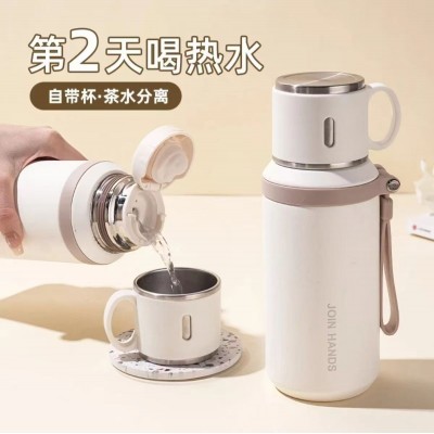 316不锈钢高颜值保温杯茶水分离便携家用水壶加厚碗盖大容量水杯图2