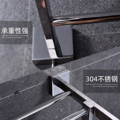 不锈钢304浴巾收纳置物架毛巾架免打孔浴室卫生间厕所壁挂置物图4