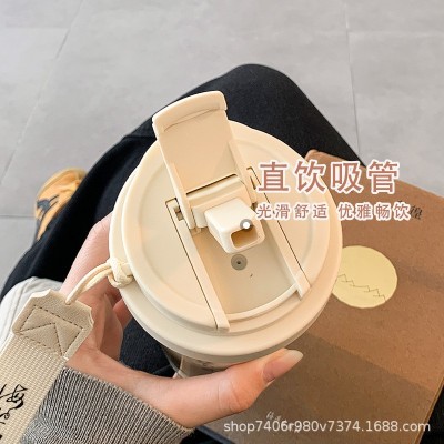 国风保温杯女水杯高颜值316不锈钢咖啡杯随行便携带吸管学生杯子图2