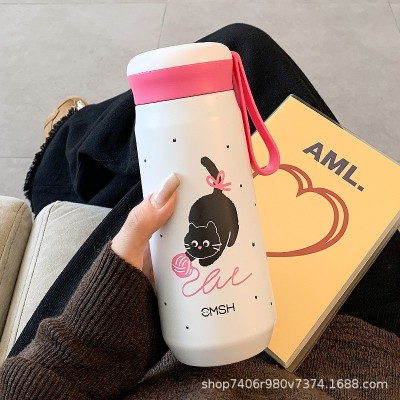 草莓生活保温杯女316不锈钢泡茶水杯带茶隔可爱学生2024新款杯子图3