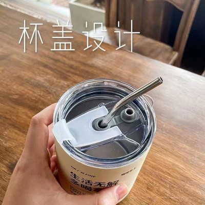 高颜值304不锈钢不锈钢冰美式咖啡杯 真空双层带吸管杯拿铁保温杯图2