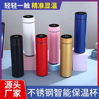 304不锈钢保温杯智能温显商务礼品直身杯广告刻字印logo水杯批发图2