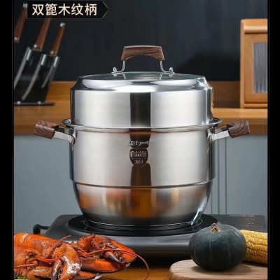 新品特厚304食品级不锈钢蒸锅多功能蒸锅家用加高上蒸下煮一体通图4
