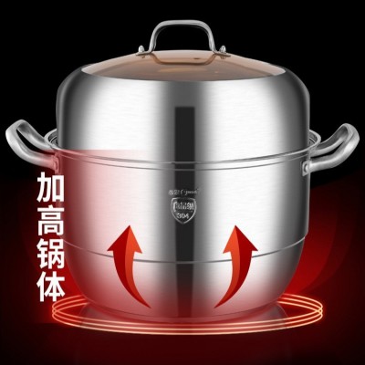 加厚蒸锅304不锈钢欧式多层加厚复底蒸锅 多功能家用蒸煮锅 批发图3