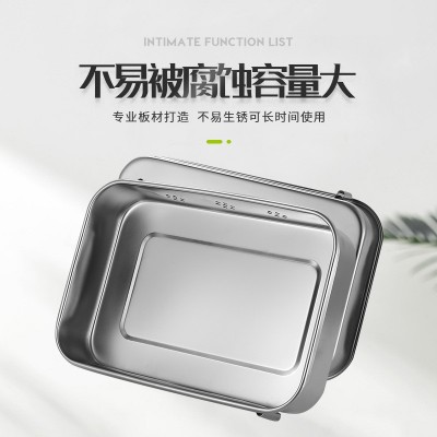 304不锈钢消毒盒带盖有孔消毒方盘手术托盘诊所防碘伏器械盒批发图3