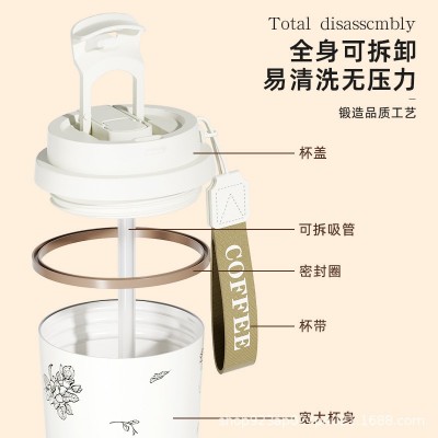 新款316不锈钢保温杯高颜值男女士便携咖啡水杯陶瓷内胆双饮杯子图4