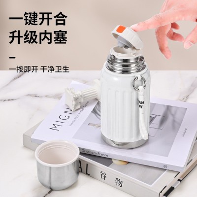 简约不锈钢保温杯女高颜值便携茶水分离水杯轻奢高级感一盖双饮杯图2