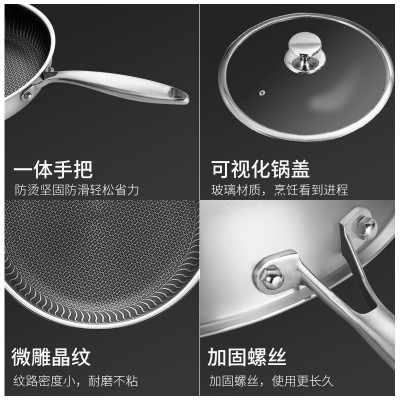 双面屏316不锈钢煎锅家用不粘锅牛排煎锅厨房礼品锅具平底锅批发图4