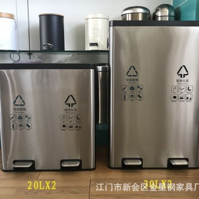 商用大垃圾桶环保分类大容量不锈钢脚踏垃圾桶小区家用酒店图2