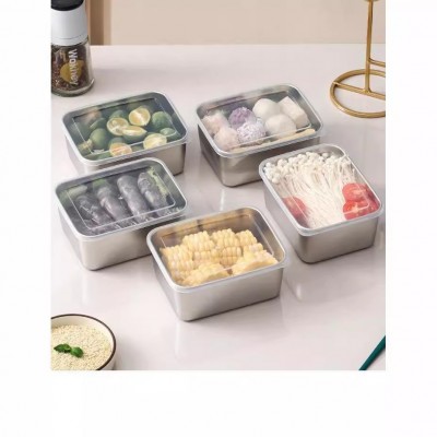 食品级304不锈钢保鲜盒方形野餐冰箱专用收纳多用盒午餐肉模具盒图3