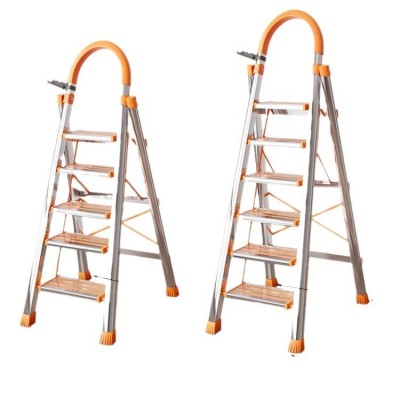 不锈钢家用折叠铝合金加厚人字梯子室内防滑踏步工程楼梯一件代发图5