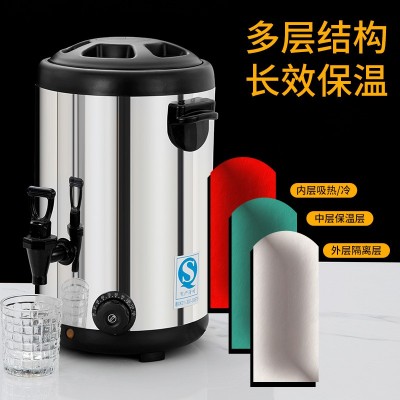 电热双层奶茶桶开水桶不锈钢烧水桶奶茶店保温桶自动加热开水机图2