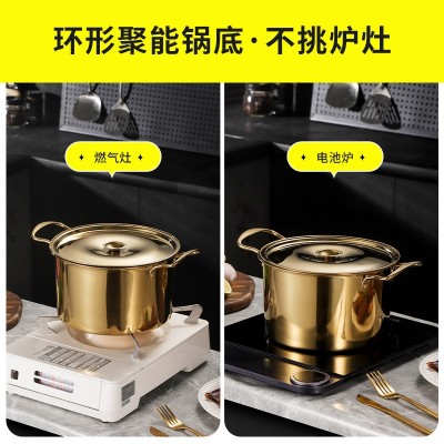 源头厂家不锈钢汤锅家用大容量加厚双耳煲汤锅礼品电磁炉高汤锅图2