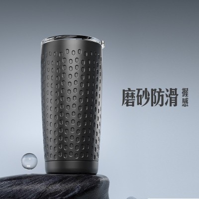 家用304不锈钢便携保温杯双层汽车杯磨砂防滑简约水杯厂家批发图2