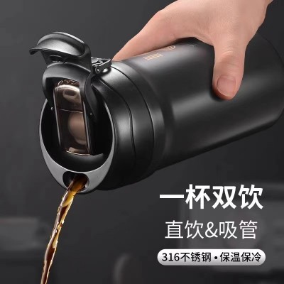 新款316不锈钢咖啡杯保温杯车载双饮办公室商务礼品杯现货便携杯图3