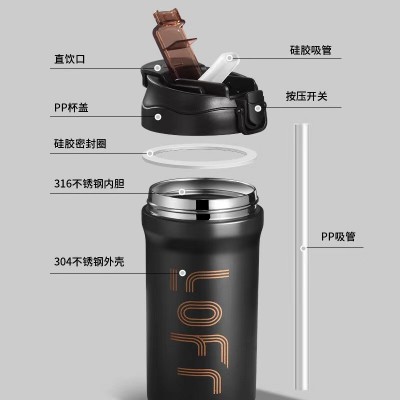 新款316不锈钢咖啡杯保温杯车载双饮办公室商务礼品杯现货便携杯图2