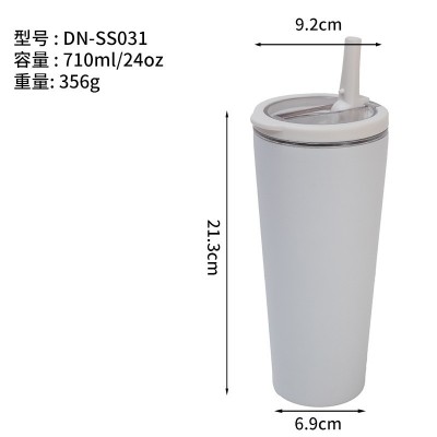 新款不锈钢保温杯提手密封双饮运动水壶便携户外水杯真空保温杯图2
