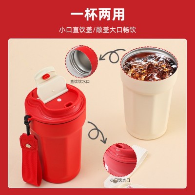爆款316时尚简约高颜值咖啡杯随手户外提手杯八角双层真空保温杯图2