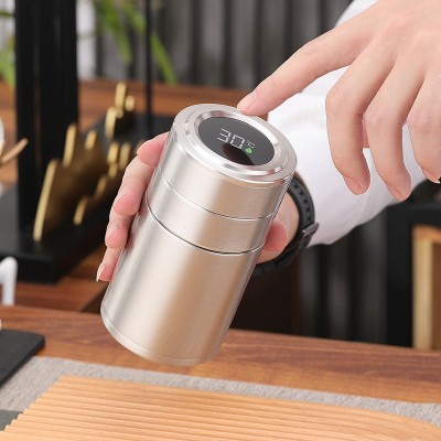 繁简316不锈钢保温杯智能显温茶水分离泡茶杯可爱迷你便携水杯子图1
