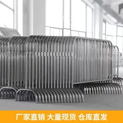 304不锈钢铁马防护栏道路施工隔离栏商场排队地铁可移动加厚围栏图2