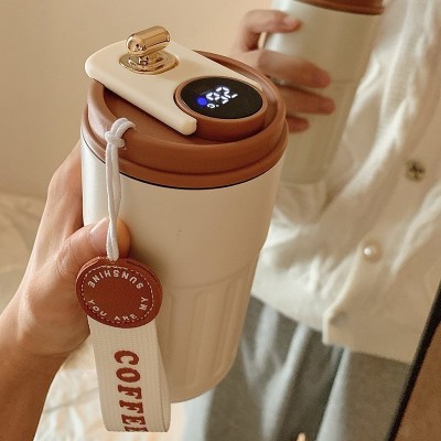 316不锈钢保温杯智能显示温度水杯女生高颜值咖啡杯简约ins风杯子图2