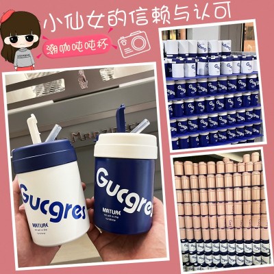 双饮咖啡杯316不锈钢保温杯儿童迷你吸管杯学生礼品杯子制作logo图3
