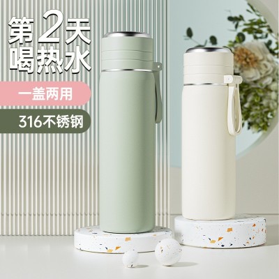 保温杯男女大容量不锈钢水壶茶水分离水杯子2023新款印字 批发茶杯图2