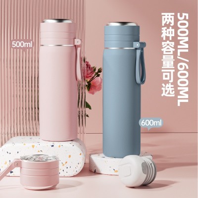 保温杯男女大容量不锈钢水壶茶水分离水杯子2023新款印字 批发茶杯图3