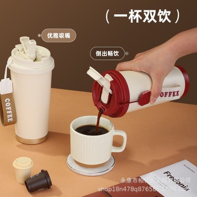 陶瓷内胆刻字咖啡杯316不锈钢高颜值保温水杯便携智能礼品杯子图3