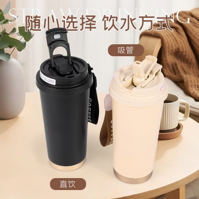 316不锈钢铃兰咖啡杯陶瓷内胆双饮保温杯高颜值礼品水壶定制logo图3