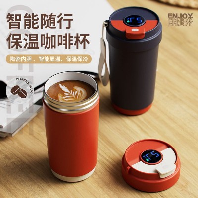 新款陶瓷涂层内胆不锈钢保温杯便携车载水杯高颜值水杯咖啡杯批发图1