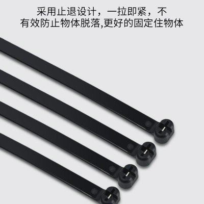 耐高低温加厚卡扣扎带黑白尼龙扎带船用不锈钢片嵌片扎带锁紧扎带图2