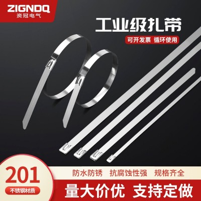 201不锈钢扎带船用扎线带金属扎带自锁式束线打包带4.6*200捆绑带图1