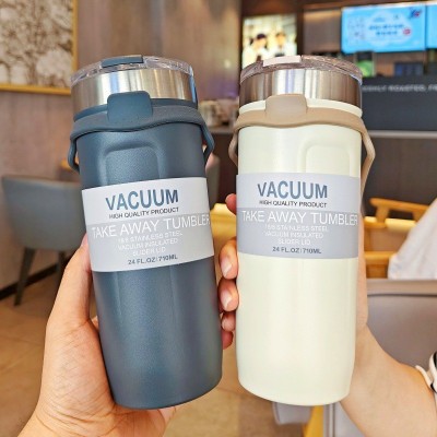 外贸简约不锈钢水杯大容量咖啡杯便携随行硅胶提绳车载汽车冰霸杯图2
