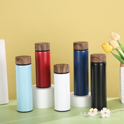 304不锈钢保温杯创意木盖纹直身杯办公室商务水杯礼盒套装礼品杯图2