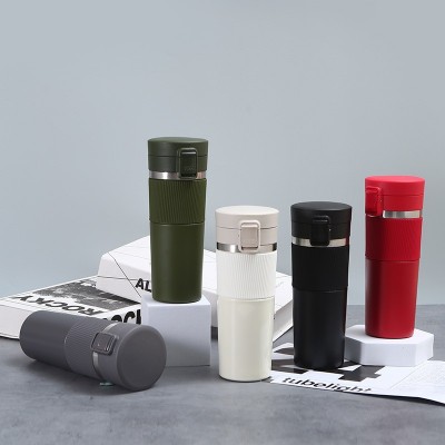 现代简约304不锈钢咖啡杯便携式带锁扣弹跳杯办公车载保温杯图2