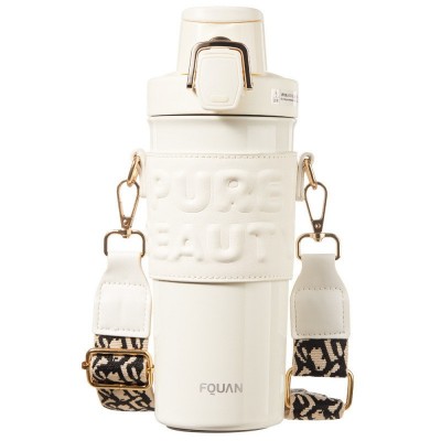 双饮保温杯女生高颜值316不锈钢吸管水杯子便携斜挎背带2024新款图5